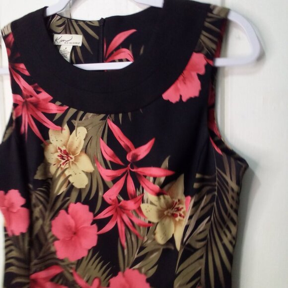 Kim Rogers Dress Women S Sleeveless Classic Career Floral Black Red Green - Picture 7 of 14
